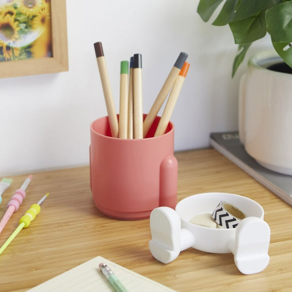 Balvi Pen Holder Mr.Sitty Red/White Plastic