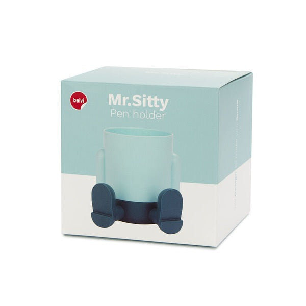 Balvi Pen Holder Mr.Sitty Turquoise/Blue Plastic