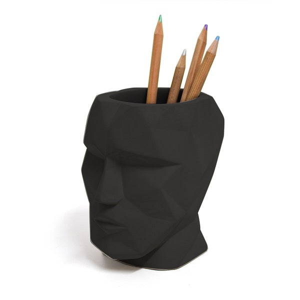 Balvi Pen Holder The Head Black Ciment