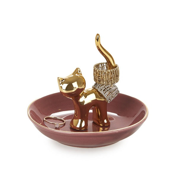 Balvi Ring Holder Gatto Golden Porcelain