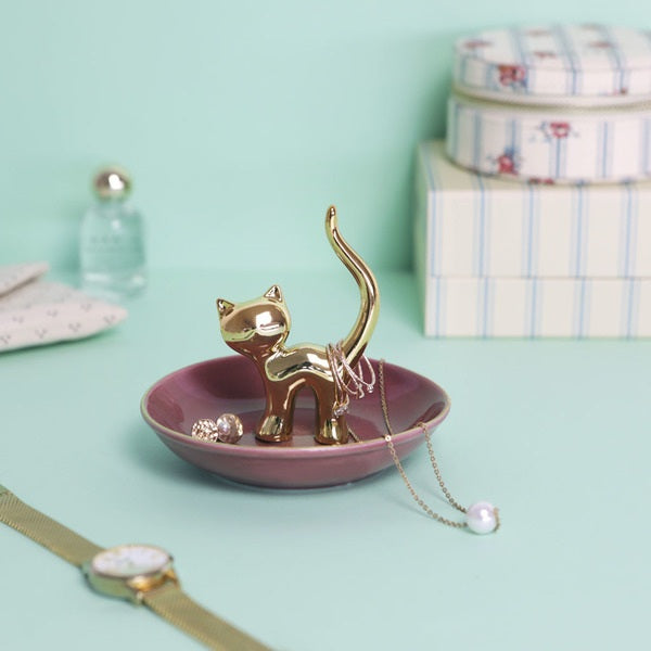 Balvi Ring Holder Gatto Golden Porcelain