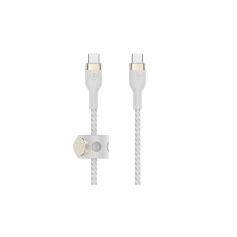 بيلكين - كابل - USB-C إلى USB-C - سيليكون مضفر - 2.0 - 1م - أبيض