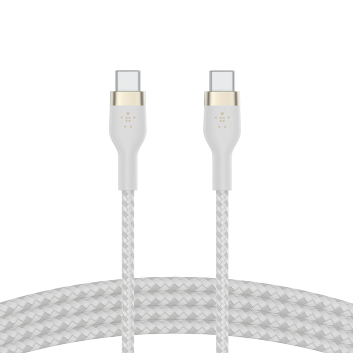 بيلكين - كابل - USB-C إلى USB-C - سيليكون مضفر - 2.0 - 1م - أبيض
