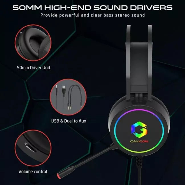 Gameon Got200A Thunderstrike Rgb Gaming Headset - Black