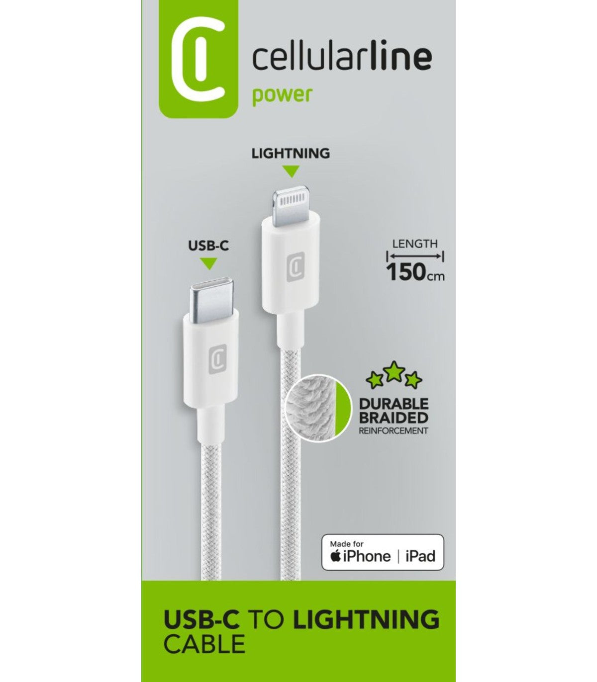 Usb-C Lightning Braided Cable 150 White Mfi