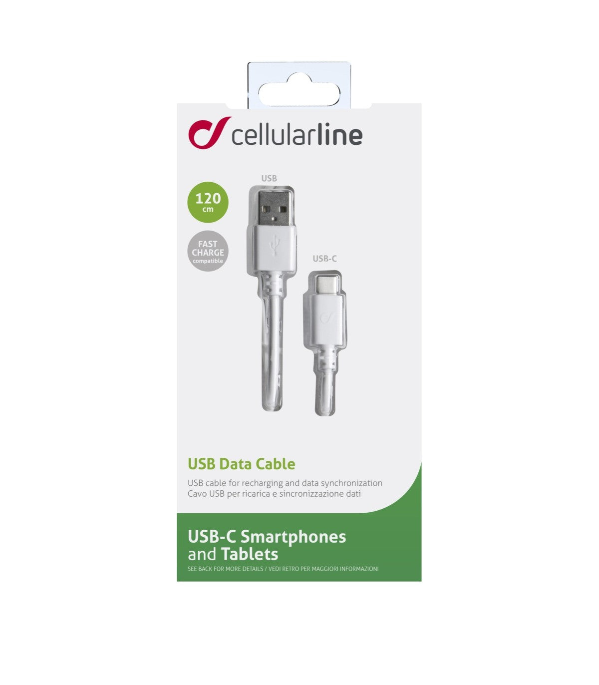 Cellularline Data Cable 1,2 M Usb-A / Usb-C White