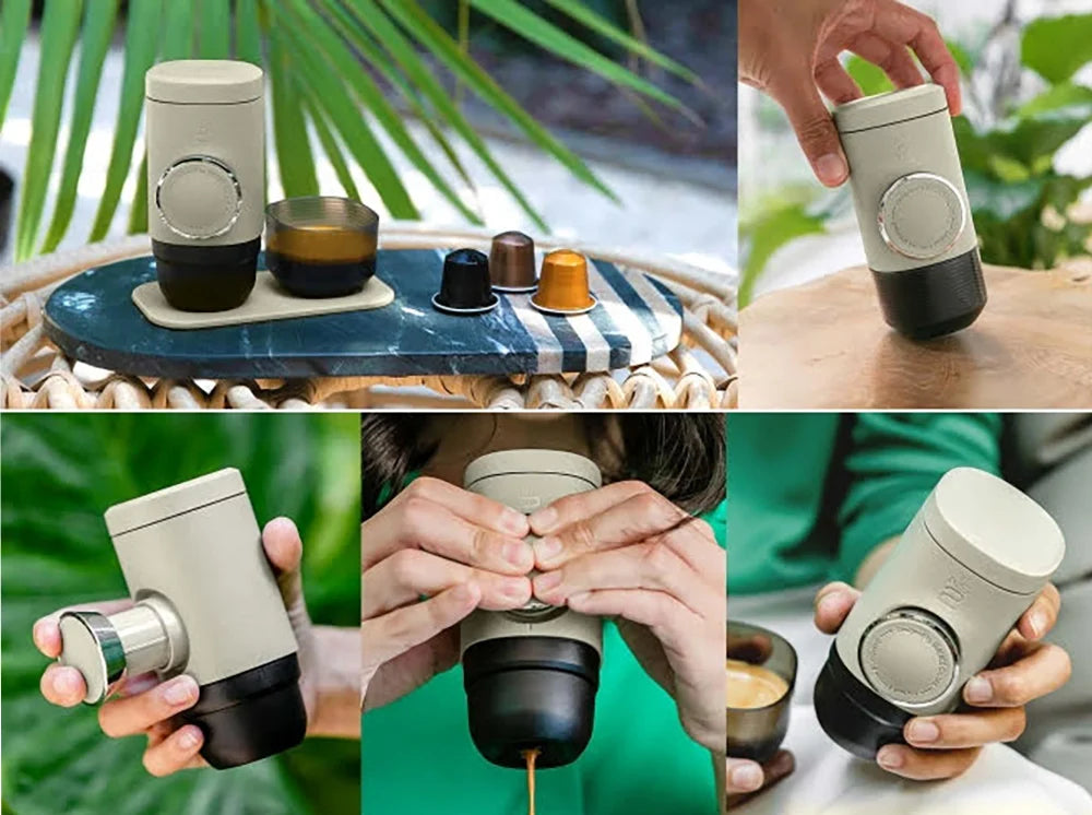 ماكينة تحضير القهوة بالكبسولات WACACO MINIPRESSO NS2 - رمادي زيتوني
