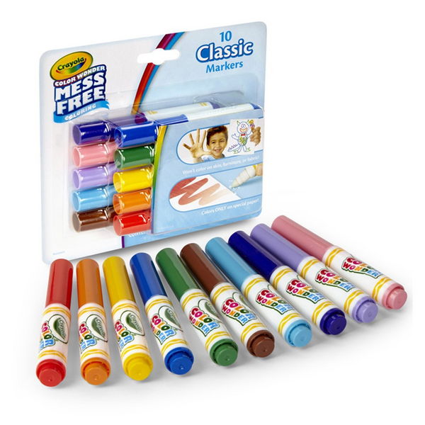 Crayola Color Wonder Mess Free Mini Markers, Classic Colors, Pack of 10